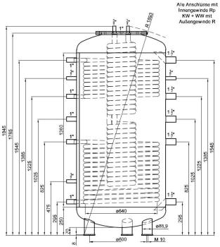 Hygiene-Kombispeicher HS2-800, 2 Wärmetauscher, ERP-ÖkoLine