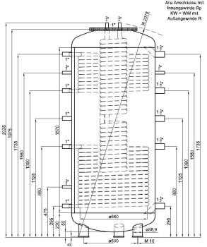 Hygiene-Kombispeicher HS2-1.000, 2 Wärmetauscher, ERP-ÖkoLine