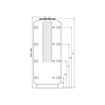 Hygiene-Kombispeicher KE 800 ohne Wärmetauscher mit 90° Anschlüsse