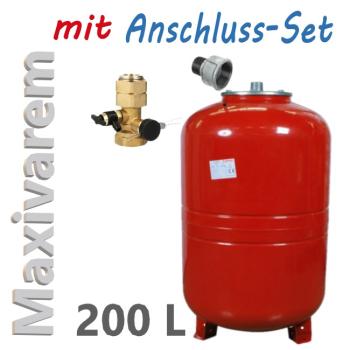 Maxivarem Set - Ausdehnungsgefäß 200 l mit Kappenventil und Reduziermuffe