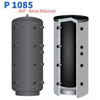 Pufferspeicher P 1000 ohne Wärmetauscher, Durchmesser 850 mm und 90° Anschlüsse