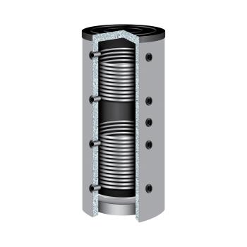 Pufferspeicher PS2 1000 mit 2 Wärmetauscher, Durchmesser 850 mm und 90° Anschlüsse