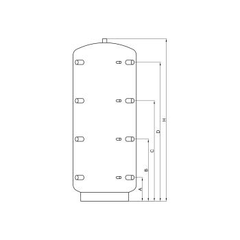Pufferspeicher P 1000 ohne Wärmetauscher, Durchmesser 790 mm und 90° Anschlüsse