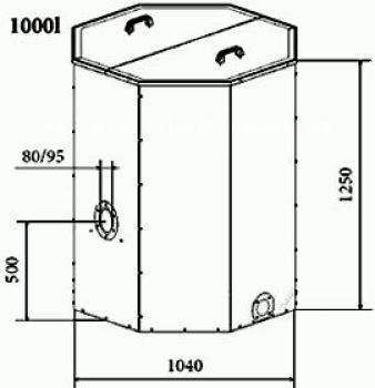 1000 Liter Pelletbehälter (rot oder blau)