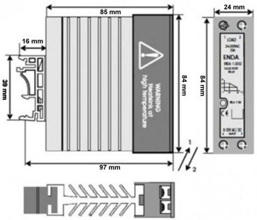 Halbleiterrelais (SSR) 1 Phase 24-280 V mit Kühlkörper