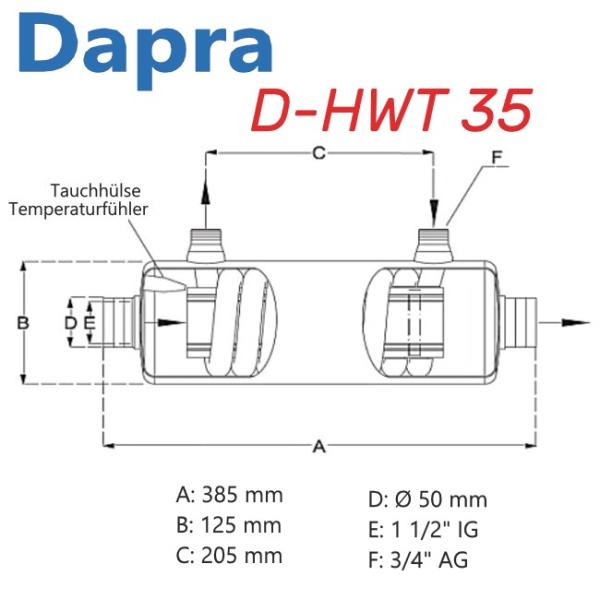 Edelstahl Schwimmbad-Heizungswärmetauscher D-HWT 35 - inkl. Befestigungs-Set