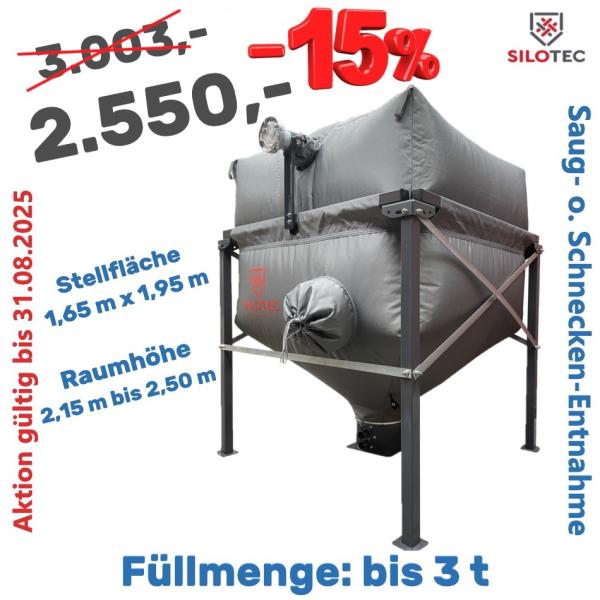 Aktion - Silotec Holzpellets 200 im Stahlgestell  - Grundfläche 1,65 x 1,95 m - max. 3,2 t