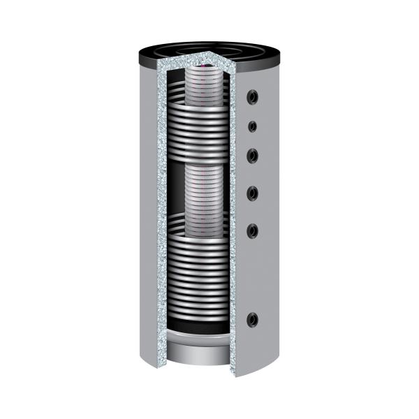 Hygiene-Kombispeicher KER2 1000 mit 2 Wärmetauscher, Durchmesser 790 mm und 180° Anschlüsse