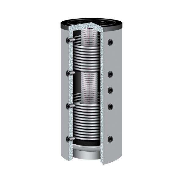 Hygiene-Kombispeicher KER2 1000 mit 2 Wärmetauscher, Durchmesser 850 mm und 90° Anschlüsse