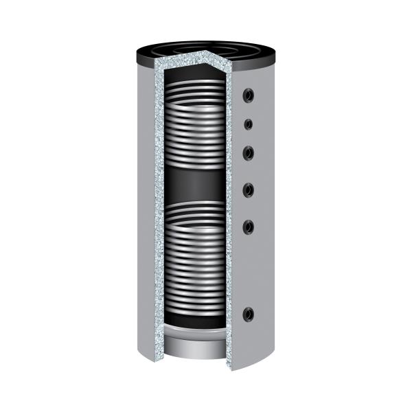 Pufferspeicher PR2 500 mit 2 Wärmetauscher und 180° Anschlüsse