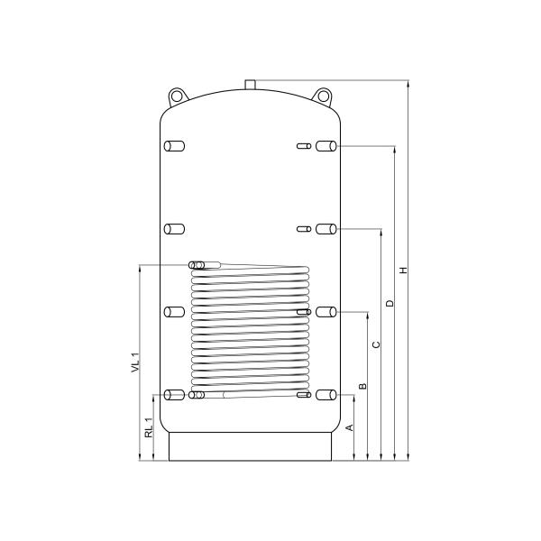 Pufferspeicher PR 1500 mit 1 Wärmetauscher