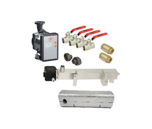 Durchlauferhitzer-Set für Öl- und Gasheitzungen mit Armstrong HEP Pumpe Optimo Basic DN25, PIR-Isolierung, Kugelhähne, Zubehoer Killus-Technik.de