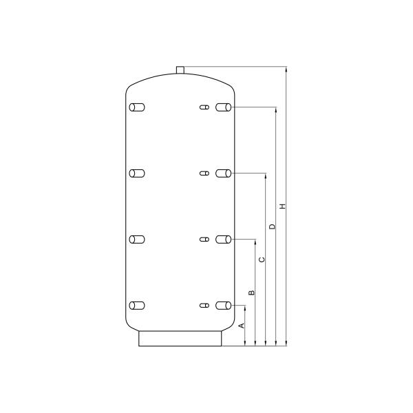 Pufferspeicher P 1000 ohne Wärmetauscher, Durchmesser 790 mm und 90° Anschlüsse