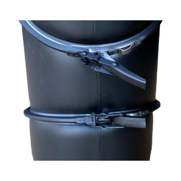 Rauchrohr 2 mm schwarz pulverbeschichtet 0-90° Bogen Reinigung