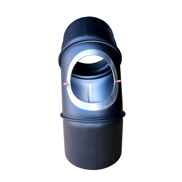 Rauchrohr 2 mm schwarz pulverbeschichtet 0-90° Bogen Reinigung