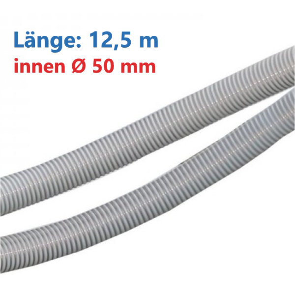PVC antistatischer Ansaugschlauch für Pelletheizungen – 12,5 m Rolle, Ø 50 mm