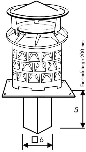 Schornsteinaufsatz WINDKAT® mit eckigem Stutzen