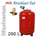 Set - Maxivarem LR Membran-Ausdehnungsgefäß 200 Liter, Kappenventil und Reduzierung